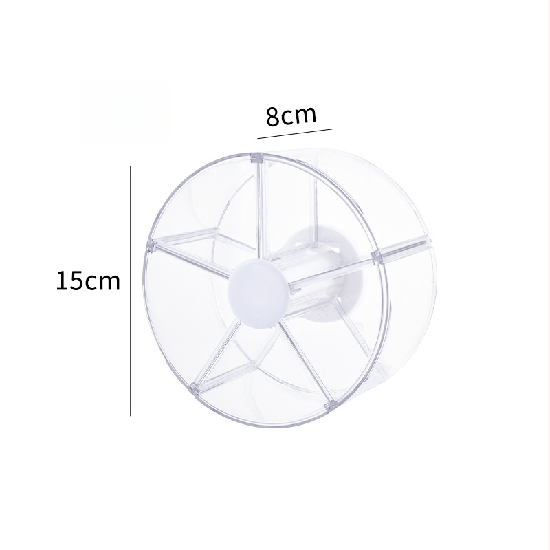 Kutija za kozmetiku s rotirajućim organizatorom za toaletni stol – od plastike, modernan minimalistički stil, otporna na prašinu