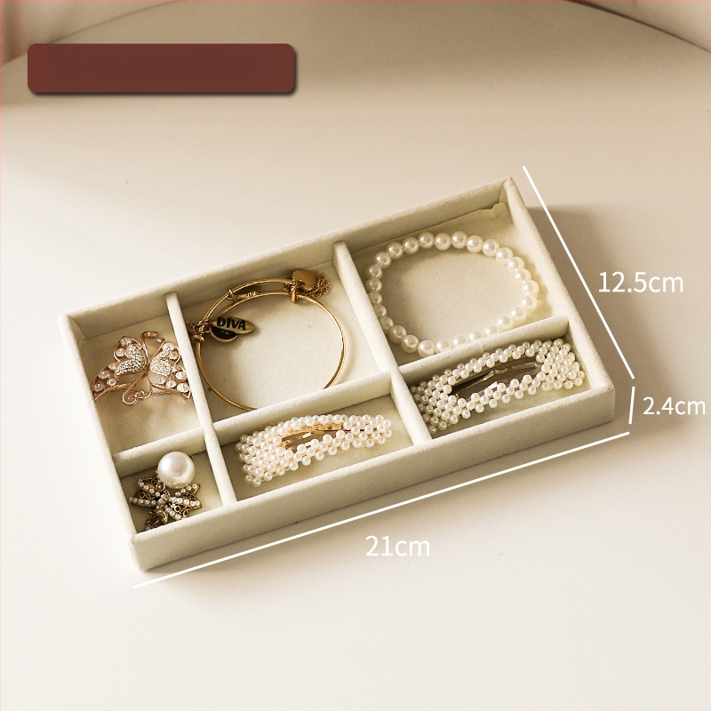 Juvelyrinių papuošalų laikymo dėžutė su skyriais, flanelės medžiaga, stalinis montavimas, 1 sluoksnis, daugiafunkcinė, dulkėms atspari, Korėjos stiliaus