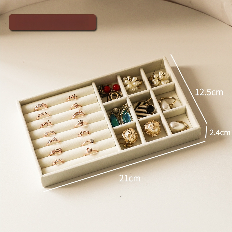 Juvelyrinių papuošalų laikymo dėžutė su skyriais, flanelės medžiaga, stalinis montavimas, 1 sluoksnis, daugiafunkcinė, dulkėms atspari, Korėjos stiliaus