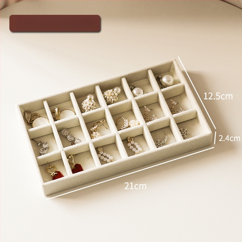 Juvelyrinių papuošalų laikymo dėžutė su skyriais, flanelės medžiaga, stalinis montavimas, 1 sluoksnis, daugiafunkcinė, dulkėms atspari, Korėjos stiliaus