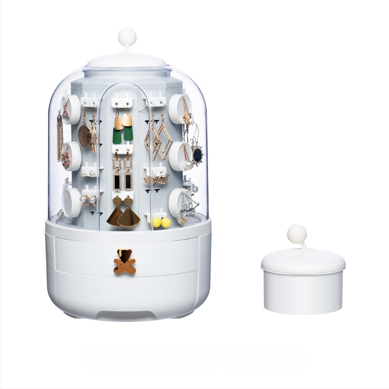 3 pakopų papuošalų laikymo dėžutė staliniam naudojimui – plastikas, dulkių atsparumas, didelė talpa