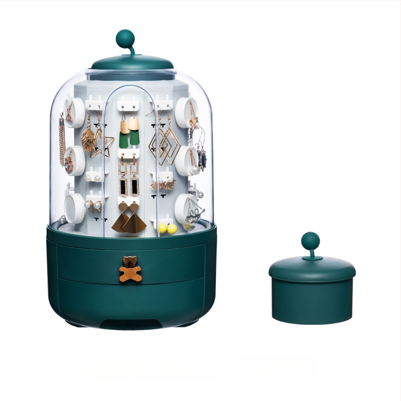 3 pakopų papuošalų laikymo dėžutė staliniam naudojimui – plastikas, dulkių atsparumas, didelė talpa