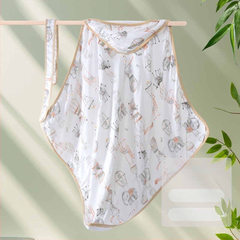 Apskāršanās sega no bambusa šķiedras zīdaiņiem — raksti: dzīvnieki, svītras, rūtains, multfilma; piemērots vasarai, pavasarim un rudenim; zīdaiņiem un maziem bērniem