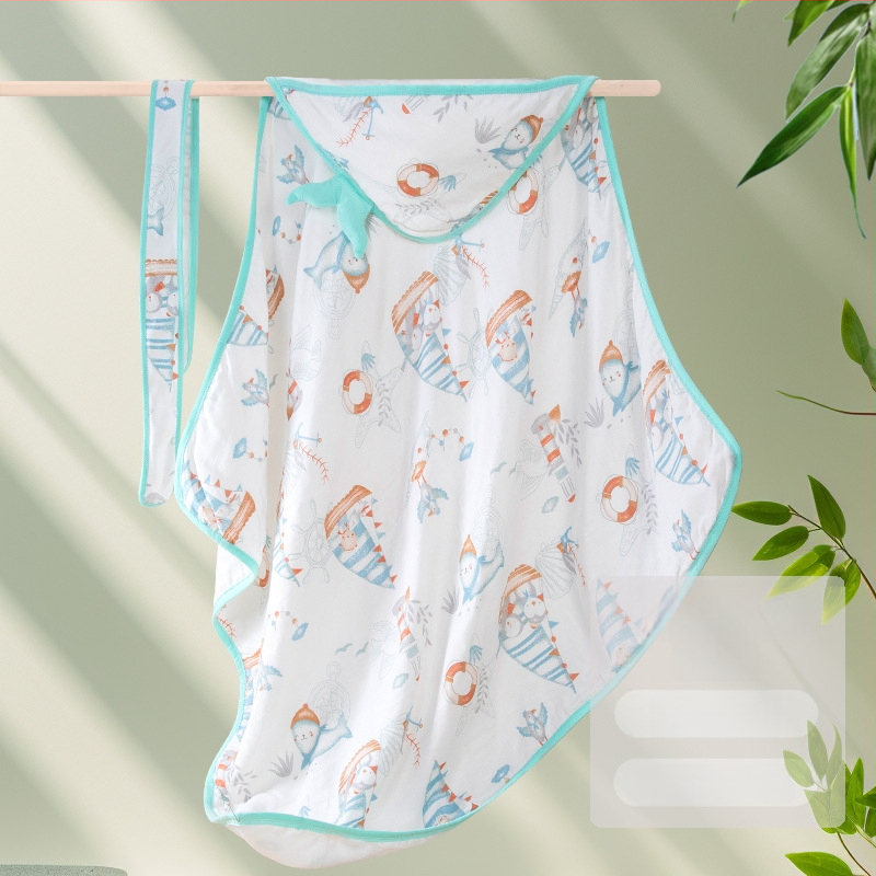 Apskāršanās sega no bambusa šķiedras zīdaiņiem — raksti: dzīvnieki, svītras, rūtains, multfilma; piemērots vasarai, pavasarim un rudenim; zīdaiņiem un maziem bērniem