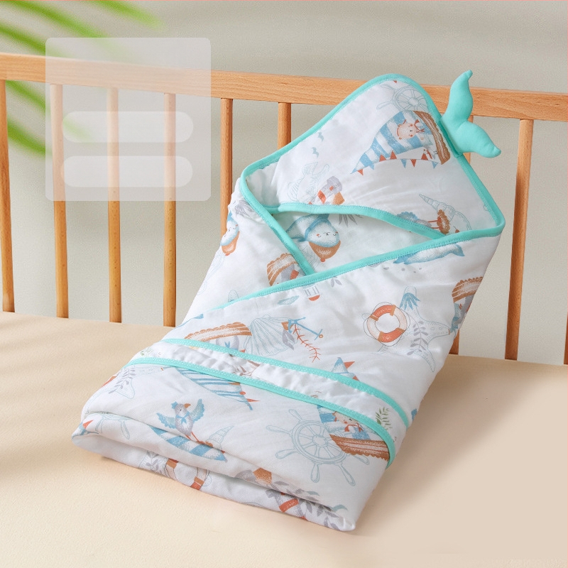 Apskāršanās sega no bambusa šķiedras zīdaiņiem — raksti: dzīvnieki, svītras, rūtains, multfilma; piemērots vasarai, pavasarim un rudenim; zīdaiņiem un maziem bērniem