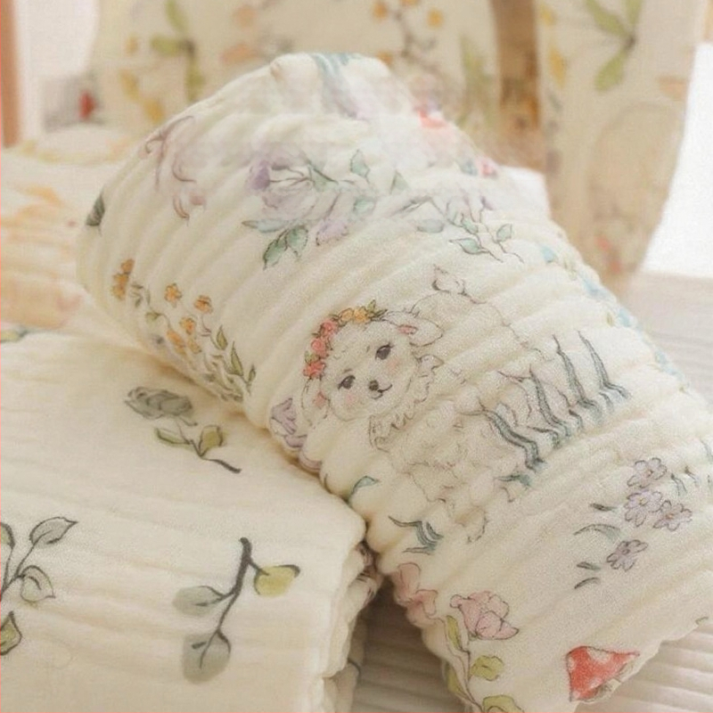 Kohandatud kuuekihiline bambus-puuvillane beebi vannirätik - 300–400 g, kiire imendumine (0–5 s), lõng ply