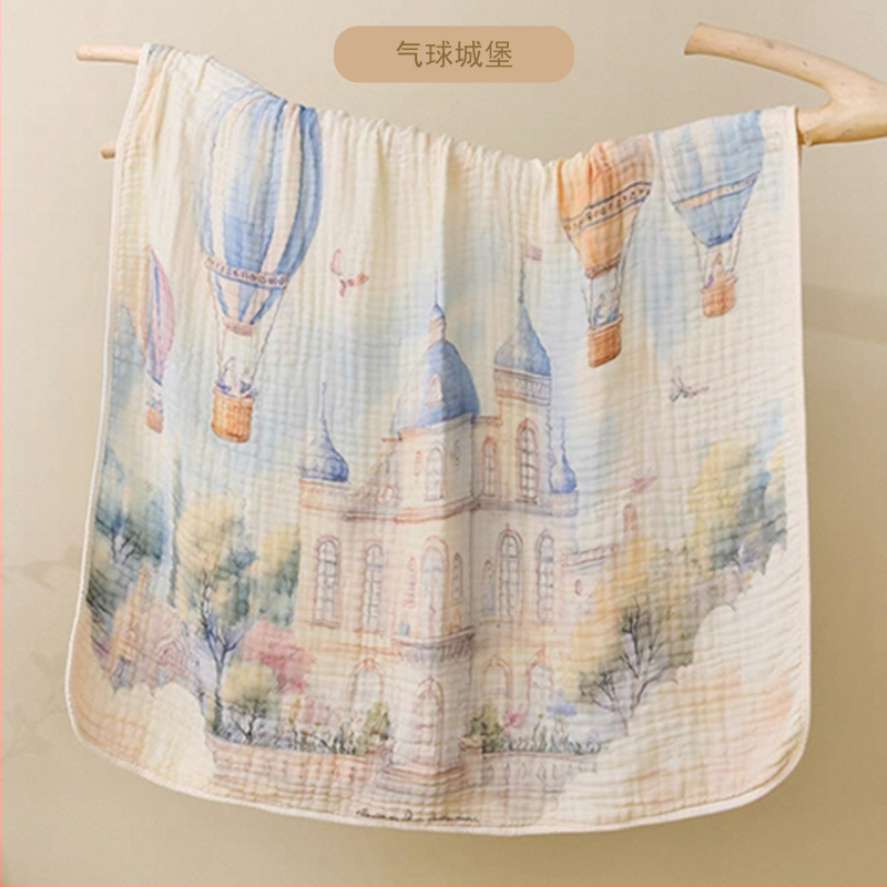 Kohandatud kuuekihiline bambus-puuvillane beebi vannirätik - 300–400 g, kiire imendumine (0–5 s), lõng ply