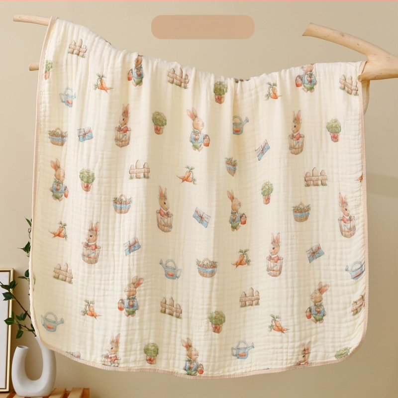 Kohandatud kuuekihiline bambus-puuvillane beebi vannirätik - 300–400 g, kiire imendumine (0–5 s), lõng ply