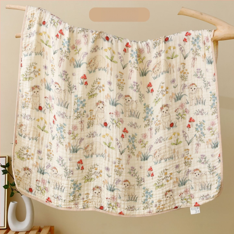 Kohandatud kuuekihiline bambus-puuvillane beebi vannirätik - 300–400 g, kiire imendumine (0–5 s), lõng ply