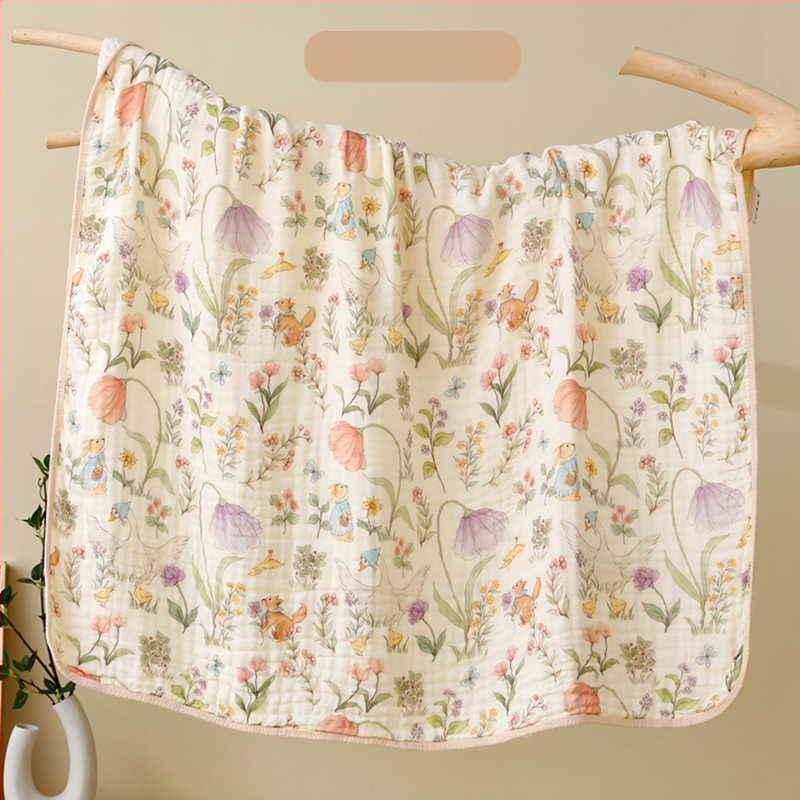 Kohandatud kuuekihiline bambus-puuvillane beebi vannirätik - 300–400 g, kiire imendumine (0–5 s), lõng ply