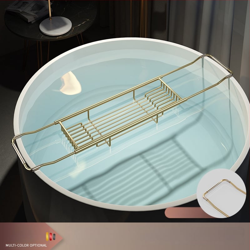 Разширяем държач за вана със сгъваем поднос за телефон, неръждаема стомана, електроплакиран финиш, модел YGJ, един слой, модерен минималистичен стил