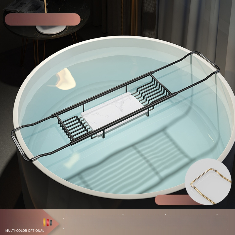 Разширяем държач за вана със сгъваем поднос за телефон, неръждаема стомана, електроплакиран финиш, модел YGJ, един слой, модерен минималистичен стил