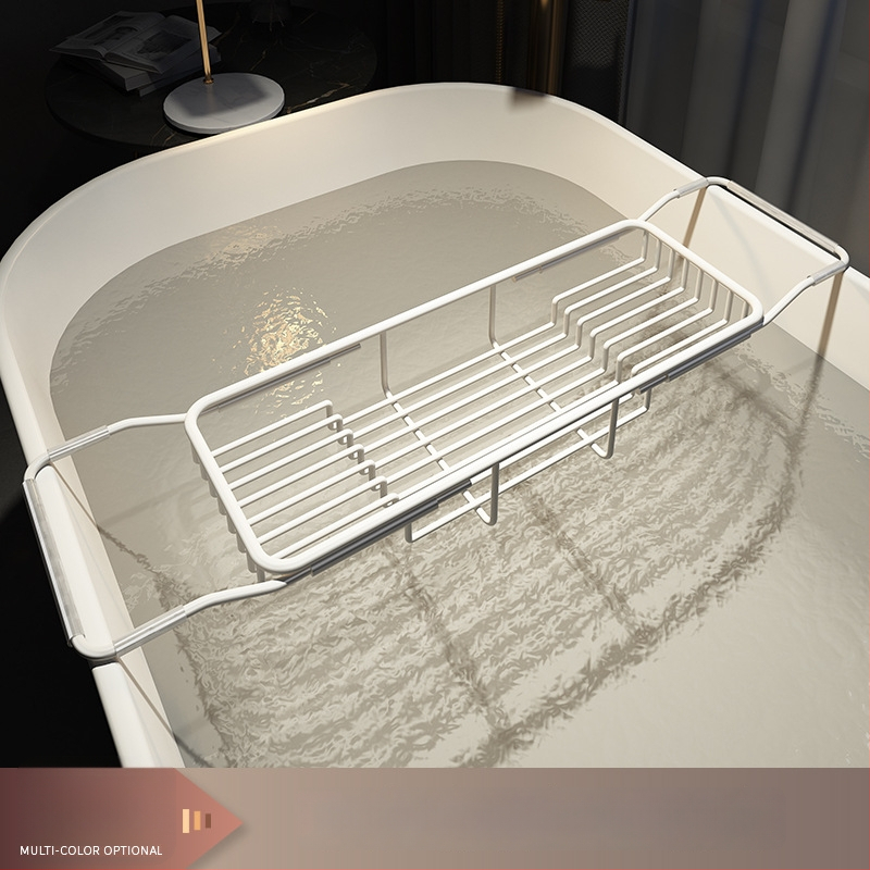 Разширяем държач за вана със сгъваем поднос за телефон, неръждаема стомана, електроплакиран финиш, модел YGJ, един слой, модерен минималистичен стил