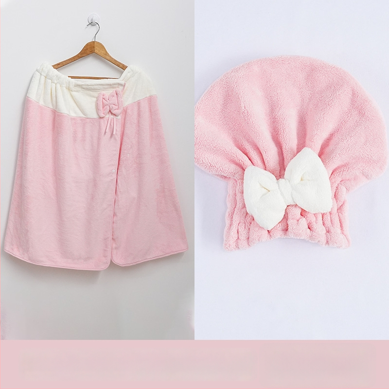 Naistele mõeldud vannitoa mantel: kantav rätikukleit, korallfrotee kangas, peamine kangas nailon, materjal polüester, imav ja pehme, sügissezonile (coral fleece; nylon; polyester)