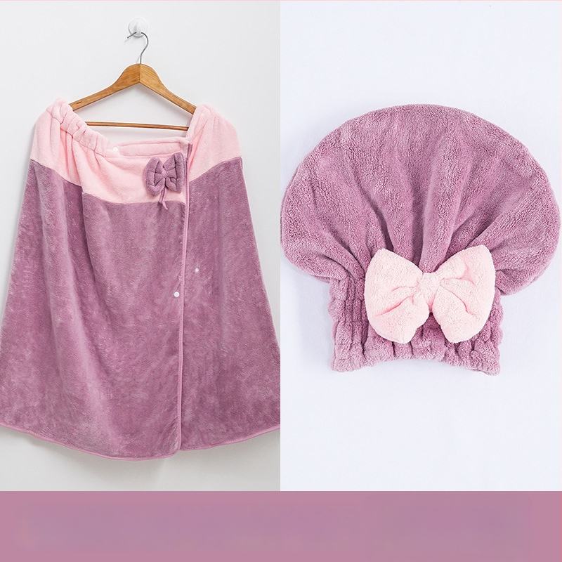 Naistele mõeldud vannitoa mantel: kantav rätikukleit, korallfrotee kangas, peamine kangas nailon, materjal polüester, imav ja pehme, sügissezonile (coral fleece; nylon; polyester)