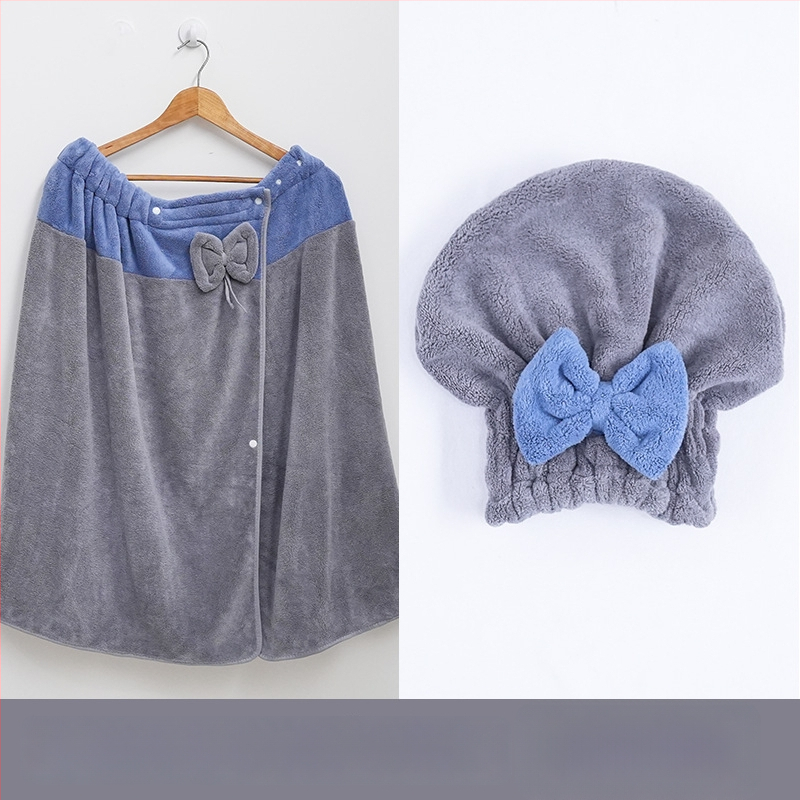 Naistele mõeldud vannitoa mantel: kantav rätikukleit, korallfrotee kangas, peamine kangas nailon, materjal polüester, imav ja pehme, sügissezonile (coral fleece; nylon; polyester)