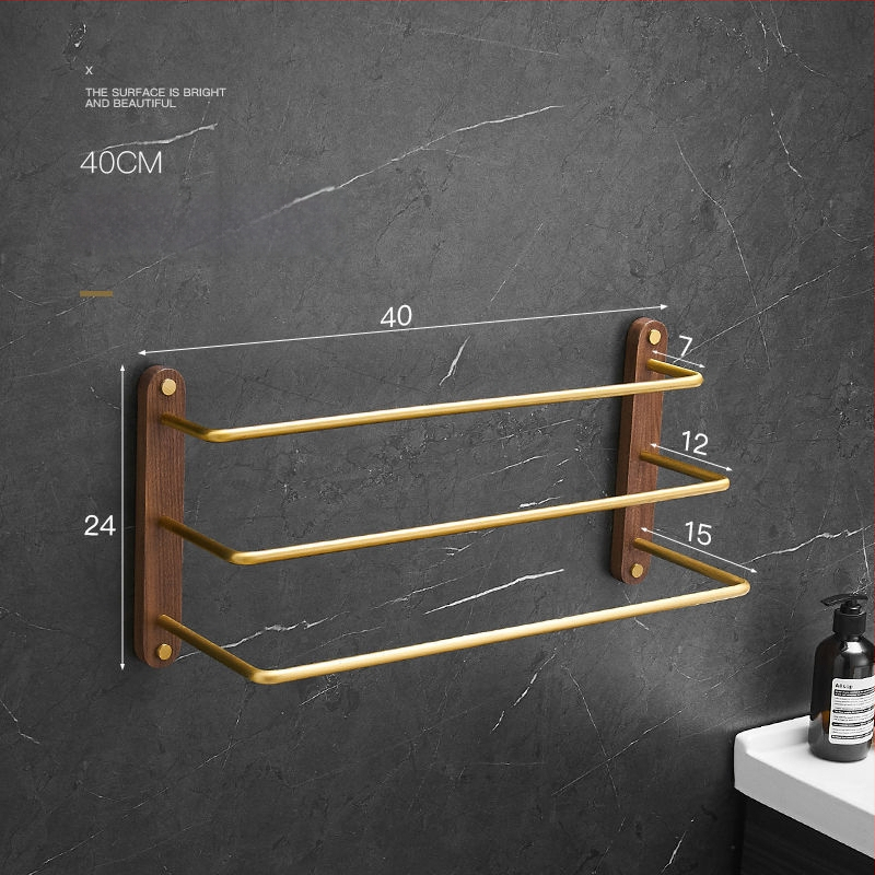 Valriekstu alumīnija sakausējuma dvieļu turētājs, trīs kārtu dizains, mūsdienīgs minimālisms, kravnesība 3–5 kg