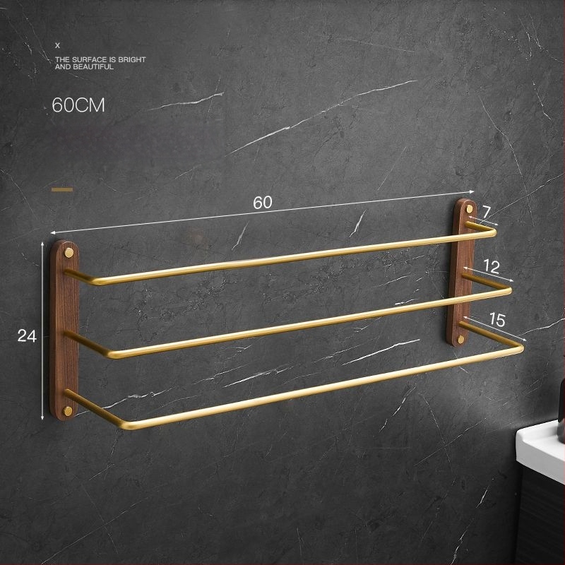Valriekstu alumīnija sakausējuma dvieļu turētājs, trīs kārtu dizains, mūsdienīgs minimālisms, kravnesība 3–5 kg
