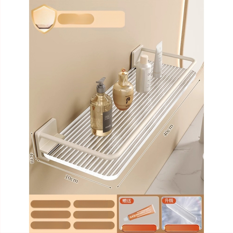 Триъгълна ъглова полица за стена, пластмасова, баня, 1 ниво, минималистичен стил, организатор за козметика