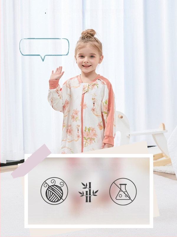 Bērnu gulēšanas somiņa ar dalītu kāju dizainu, no bambusa šķiedras, antibakteriāls un mitrumu pārvadājošs, metāla rāvējslēdzējs, piemērots ziemai, pavasarim un rudenim, vecums 1–3 gadi