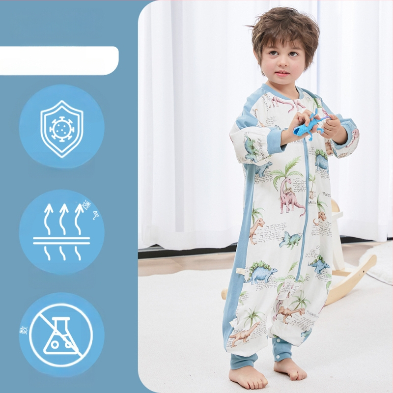 Bērnu gulēšanas somiņa ar dalītu kāju dizainu, no bambusa šķiedras, antibakteriāls un mitrumu pārvadājošs, metāla rāvējslēdzējs, piemērots ziemai, pavasarim un rudenim, vecums 1–3 gadi