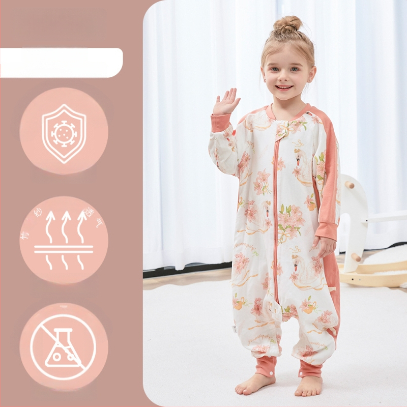 Bērnu gulēšanas somiņa ar dalītu kāju dizainu, no bambusa šķiedras, antibakteriāls un mitrumu pārvadājošs, metāla rāvējslēdzējs, piemērots ziemai, pavasarim un rudenim, vecums 1–3 gadi