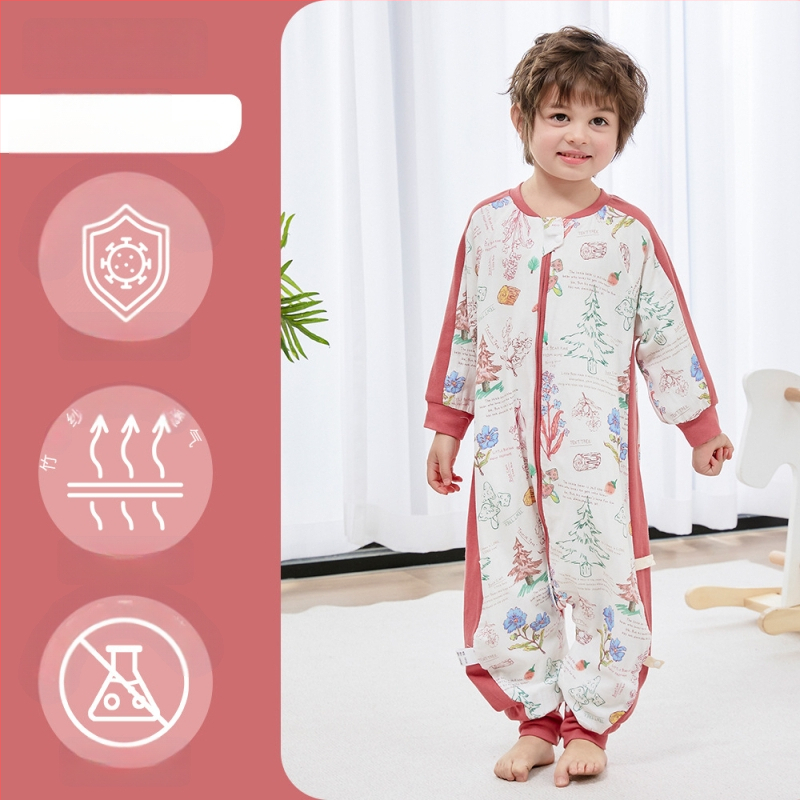 Bērnu gulēšanas somiņa ar dalītu kāju dizainu, no bambusa šķiedras, antibakteriāls un mitrumu pārvadājošs, metāla rāvējslēdzējs, piemērots ziemai, pavasarim un rudenim, vecums 1–3 gadi