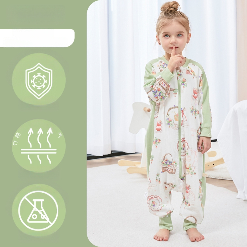 Bērnu gulēšanas somiņa ar dalītu kāju dizainu, no bambusa šķiedras, antibakteriāls un mitrumu pārvadājošs, metāla rāvējslēdzējs, piemērots ziemai, pavasarim un rudenim, vecums 1–3 gadi