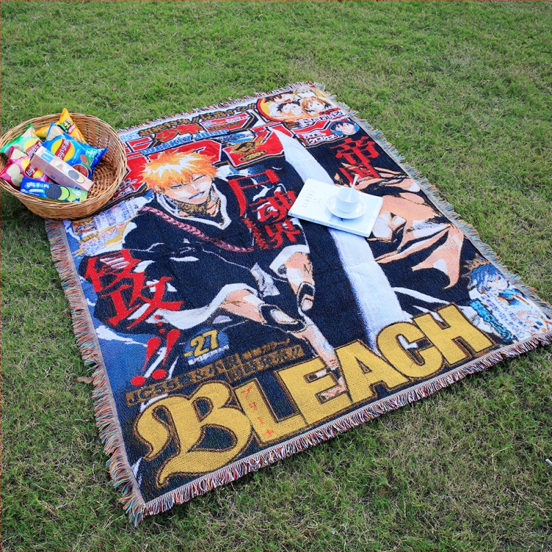 Deka u anime stilu s resicama, pletena, prilagodljiva slika, Silver Frost, poliester-pamuk smjesa, 1000–1499 g, cartoon uzorak