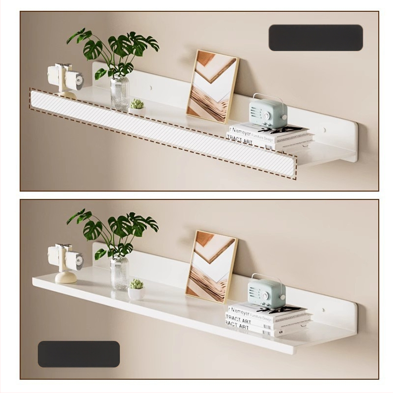 Falra szerelhető polc space alumíniumból, négyszögletes, 1 réteg, sütőfesték felület, fúrás nélküli szerelés