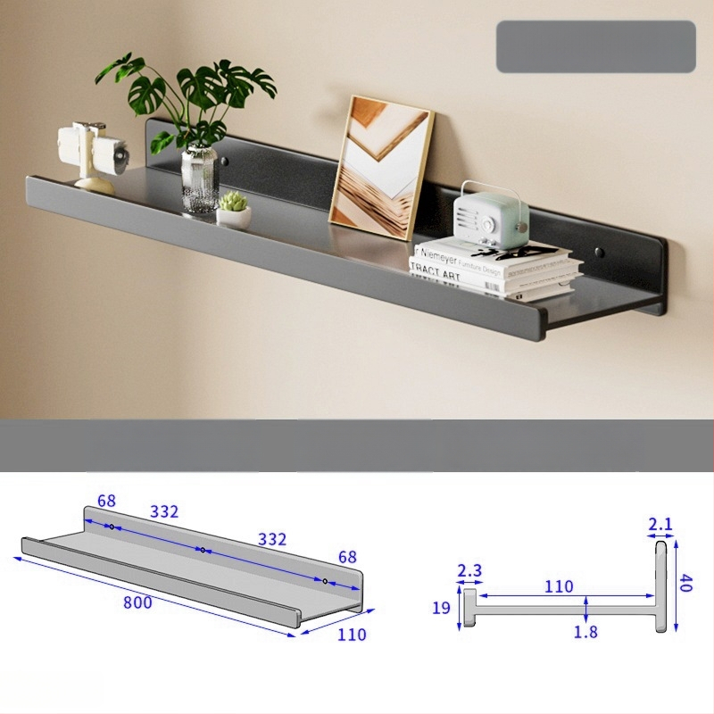 Falra szerelhető polc space alumíniumból, négyszögletes, 1 réteg, sütőfesték felület, fúrás nélküli szerelés