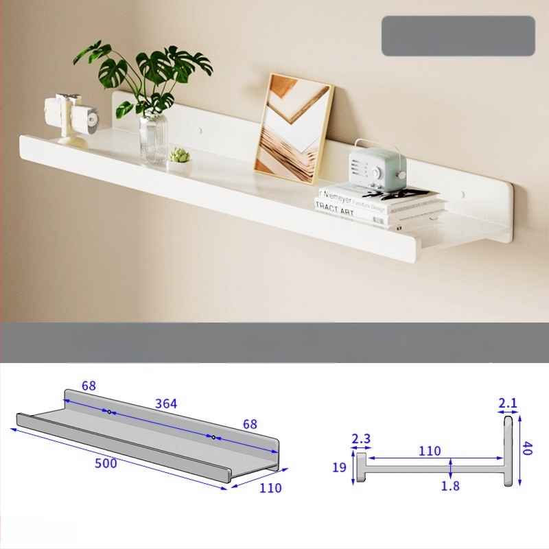 Falra szerelhető polc space alumíniumból, négyszögletes, 1 réteg, sütőfesték felület, fúrás nélküli szerelés