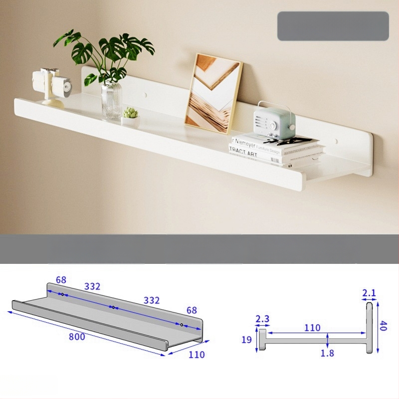 Falra szerelhető polc space alumíniumból, négyszögletes, 1 réteg, sütőfesték felület, fúrás nélküli szerelés