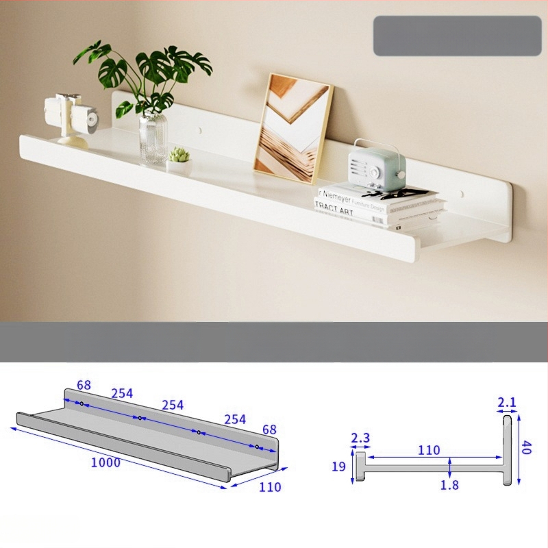 Falra szerelhető polc space alumíniumból, négyszögletes, 1 réteg, sütőfesték felület, fúrás nélküli szerelés