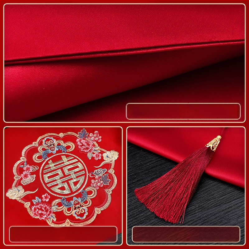 Kāzu galda pārklājs kafijas galdiņam ar pūtīšu izšuvumu dvīņu laimes motīvam, TV skapja pārsegs, iepakots PP somā