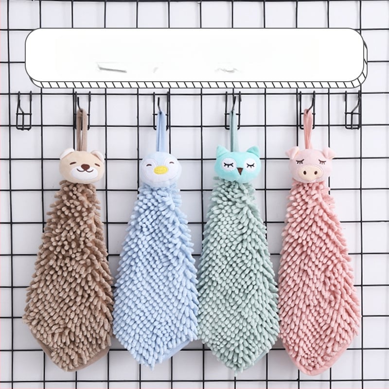 Chenille riputatav käterätik õmmeldud armsa karikatuurlooma kujutisega – paks köögikäterätik, Loomade loominguline sari