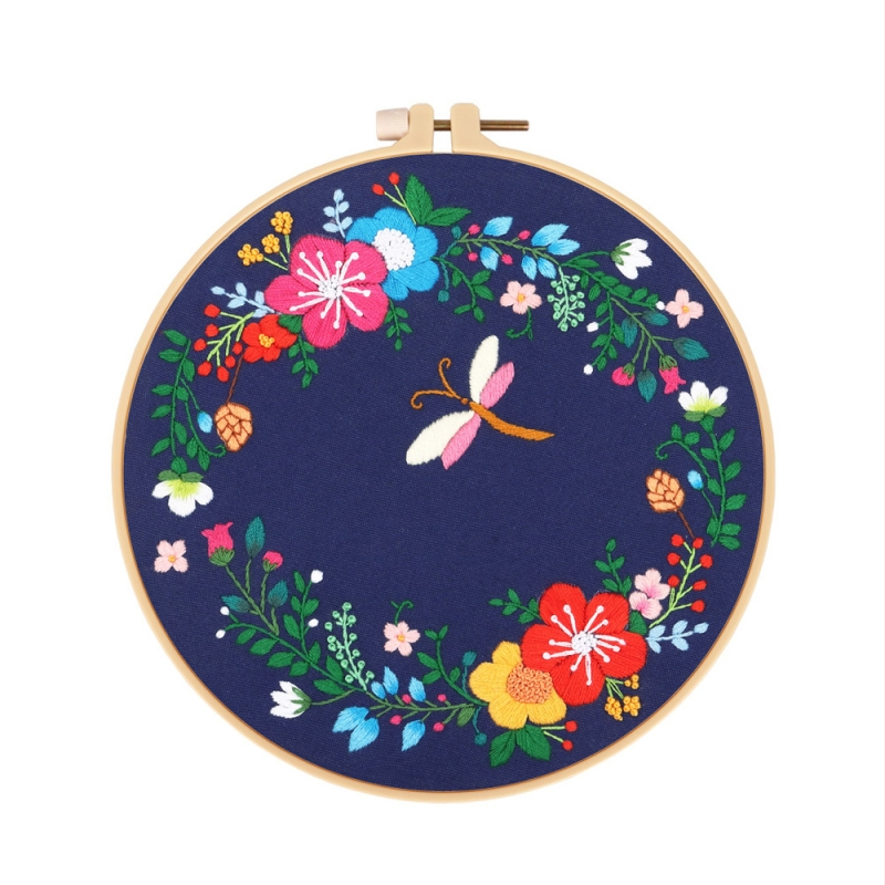 Комплект за бродиране – памучно платно, мотив растения и цветя, кръстат бод за начинаещи