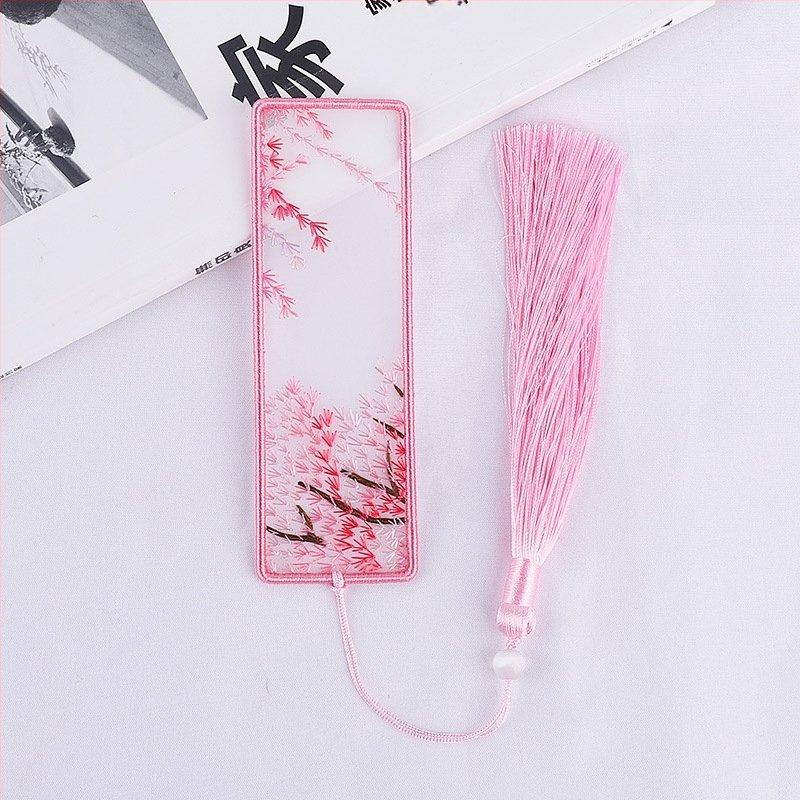 DIY набор за кръстосано бродиране: двустранна закладка за книга и висулка за кола, органза, мотиви с растения