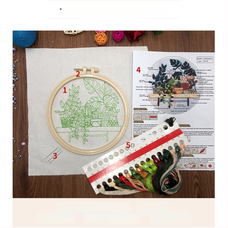 3D- jellegű európai stílusú keresztszemes készlet növények és virágok, kezdőknek, pamut és len anyaggal.