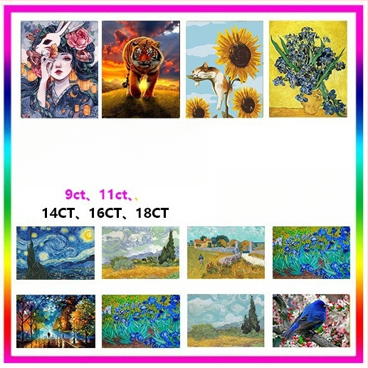 Keresztöltéses készlet - tájkép dizájn, 11CT pamut anyag, ideális nappaliba, hálószobába, dolgozószobába, étterembe