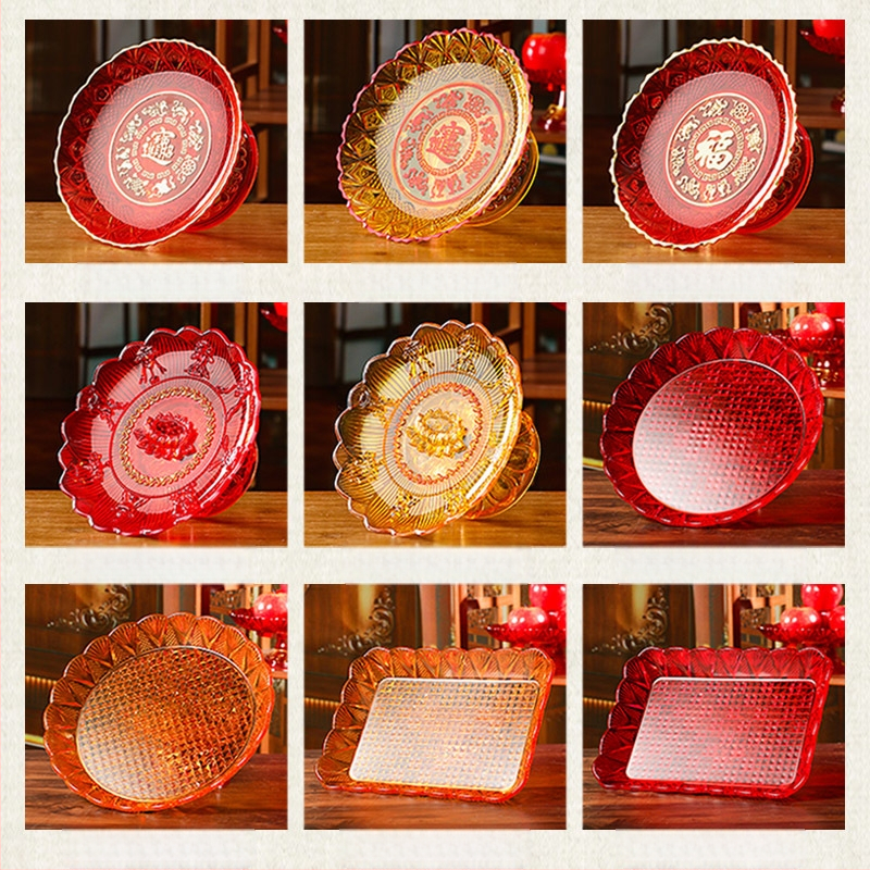 Plastikinė vaisių lėkštė kinų stiliaus budistiniams aukojimams Guanyinui, namų dekorui, neimportuota, ne dovana.