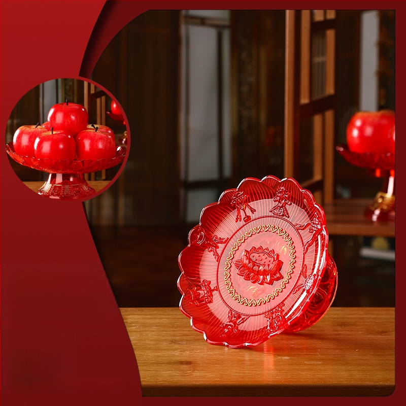 Plastikinė vaisių lėkštė kinų stiliaus budistiniams aukojimams Guanyinui, namų dekorui, neimportuota, ne dovana.