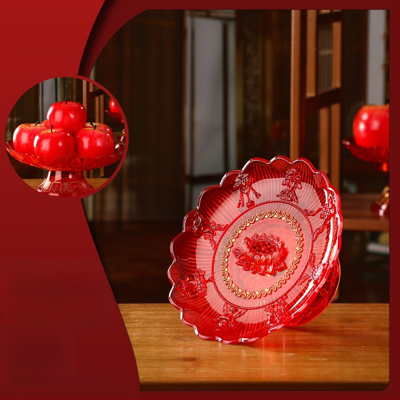 Plastikinė vaisių lėkštė kinų stiliaus budistiniams aukojimams Guanyinui, namų dekorui, neimportuota, ne dovana.