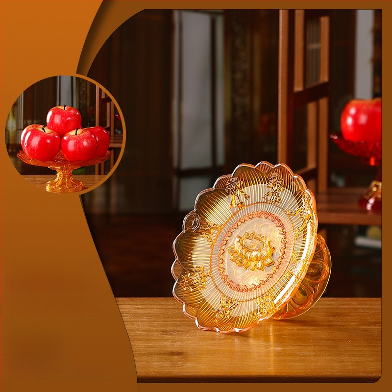 Plastikinė vaisių lėkštė kinų stiliaus budistiniams aukojimams Guanyinui, namų dekorui, neimportuota, ne dovana.