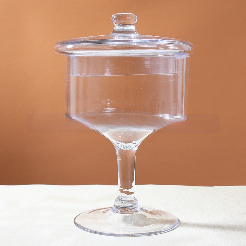 Стъклена чиния за плодове в европейски стил — прозрачна платформа за торти и десерти, витрина за плодове, марка Qingyun, стил прост, стартирала през есен 2013