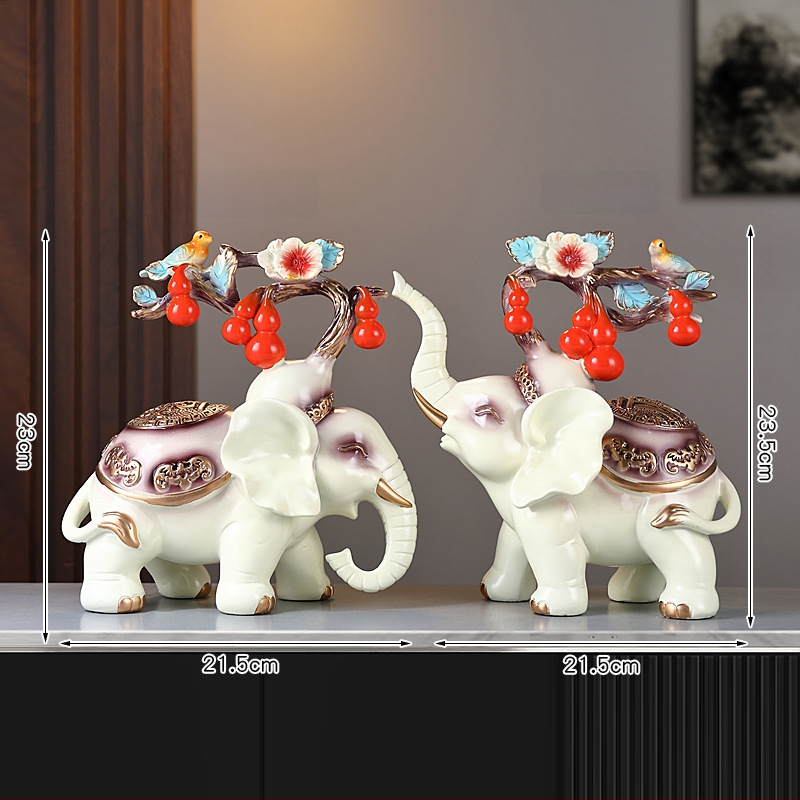 Pāris rezīna ziloņu figūriņu, roku krāsotas un rokdarbs, jaunā ķīniešu stila mājas dekors, piemērots ieejai, viesistabai vai TV skapim