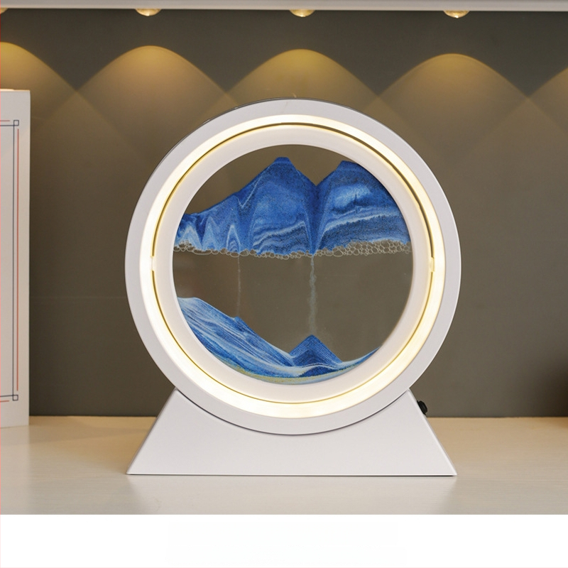 Mervis smilšu stundas pulkstenis ar smilšu gleznojumu, roku darbs, mūsdienīgs minimālisma interjera dekors dzīvojamajai istabai un birojam, lieliska dāvana jaunajai mājai