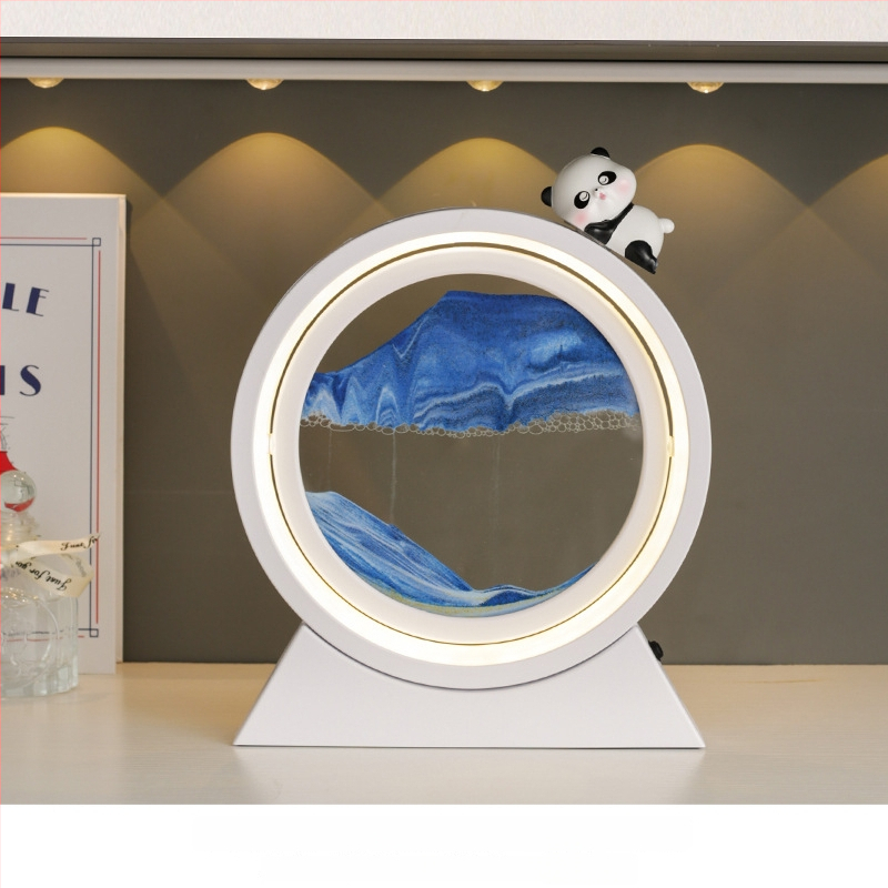 Mervis smilšu stundas pulkstenis ar smilšu gleznojumu, roku darbs, mūsdienīgs minimālisma interjera dekors dzīvojamajai istabai un birojam, lieliska dāvana jaunajai mājai