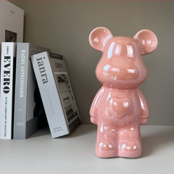 Keramikas lācis ar sirds motīvu, viegls luksusa stils, elektroplēšanas pārklājums, pielāgojams, piemērots dzīvojamai istabai un TV skapim