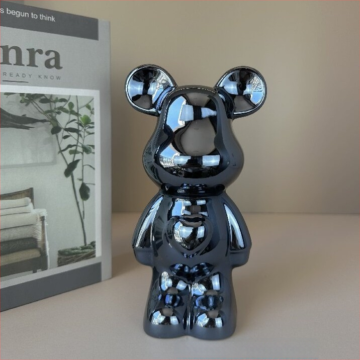 Keramikas lācis ar sirds motīvu, viegls luksusa stils, elektroplēšanas pārklājums, pielāgojams, piemērots dzīvojamai istabai un TV skapim